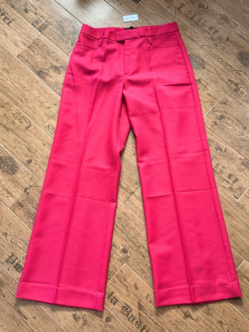 NWT BANANA REPUBLIC LIDO WIDE-LEG ITALIAN WOOL PANT | BLACK HAPPY HOUR PINK | 10 - Picture 4 of 9